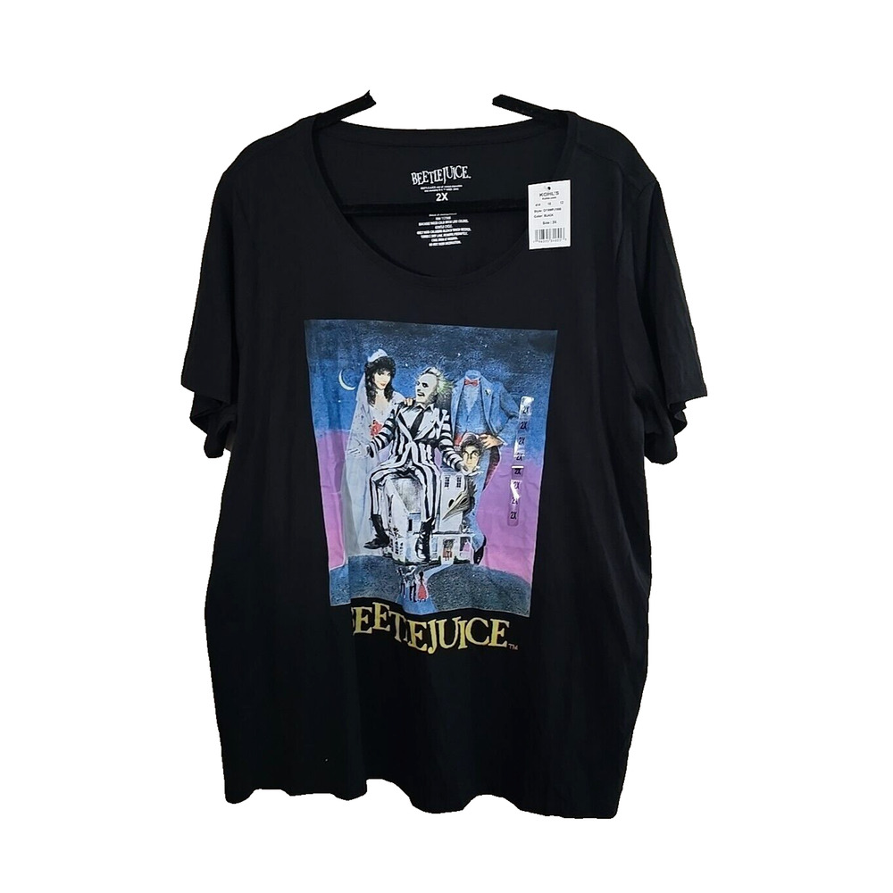 NWT Beetlejuice Black Crew Tee Movie Promo Short Sleeve Top Womans Plus Size 2X